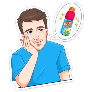 🤪 9545229f PULPY đồ uống, nước ép, thức uống, hoạt hình, người đàn ông, nhiều thịt quả telegram sticker