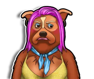 👧 5bcdbe17 Hund, Cartoon, Anthropomorph, Weiblich, Rosa Haare, Sticker whatsapp sticker