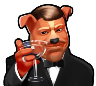 🥂 c729e92b Hund, Anzug, Wein, Toast, Tier, Cartoon whatsapp sticker