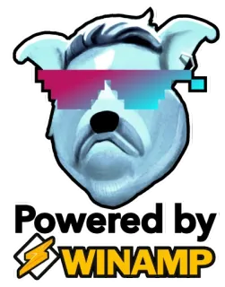 😎 de0debe9 Powered by WINAMP winamp, musik player, retro, software, computer whatsapp sticker