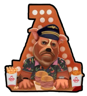 🍔 ecb06cbb Hund, Kapitän, Arby's, Essen, Sandwiches, Tier, Uniform whatsapp sticker