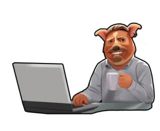 💻 ff9a6d84 Schwein, Hund, Humanoid, Computer, Kaffee, Tier whatsapp sticker