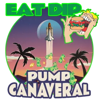 🍕 effd8c83 EAT DIP PUMP CANAVERAL 火箭, 发射, 钱, 卡通, 投资, 表情包, 金融 telegram sticker