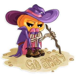😒 b95d18ea GO AWAY traurig, halloween, kürbis, skelett, hexe, zauberer, geh weg whatsapp sticker