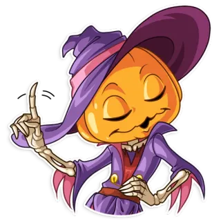 ☝️ c0dc2018 Kürbis, Hexe, Halloween, Aufkleber, Cartoon, Herbst, Feiertag whatsapp sticker