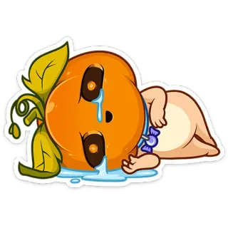 🎃 15953831 泣く, 悲しい, オレンジ, 漫画, 植物, 涙, 表情 telegram sticker