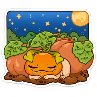 🎃 804de4cf かぼちゃ, 秋, 秋, かわいい, 睡眠, 夜, 月, 漫画 telegram sticker