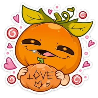 🎃 948bd274 LOVE ME かぼちゃ, 愛, 可愛い, ハロウィン, 漫画, オレンジ, ステッカー, かわいい telegram sticker