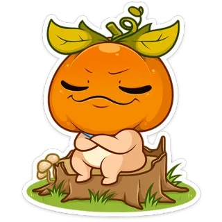 😏 738c6f96 Kürbis, Cartoon, Kawaii, Pflanze, Herbst, Süß, Sticker telegram sticker