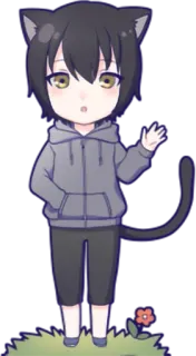 👋 d564d965 gato, anime, fofo, kawaii, chibi, gatoboy whatsapp sticker