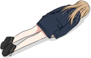 💀 028e8386 动漫女孩, 躺着, 连帽衫, 角色, 插画, 青少年, 卡哇伊 telegram sticker