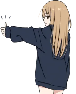 👍 30c7c43d 动漫女孩, 点赞, 休闲, 金发, 贴纸, 手势, 积极 telegram sticker