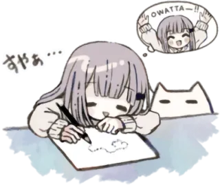 ✏️ 972bad25 OWATTA--!!
すやぁ anime, gadis, gambar, mengantuk, kucing, lelah, owatta, kelelahan whatsapp sticker