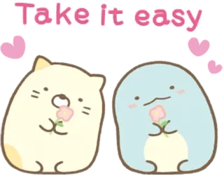 💕 07ff335a Take it easy 可爱, 卡哇伊, 卡通, 动物, 花, 放松 telegram sticker
