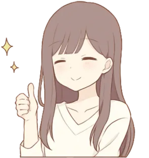 👍 1830660a Anime, Dziewczyna, Kciuk w górę, Pozytywny, Słodki telegram sticker