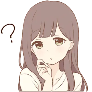 ❔ 1c487ee6 ? dziewczyna anime, znak zapytania, myślenie, zdezorientowany, kreskówka, kawaii telegram sticker
