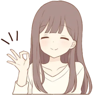 👌 49d39afa Kreskówka, Anime, Dziewczyna, Gest OK, Słodkie, Emotikon telegram sticker