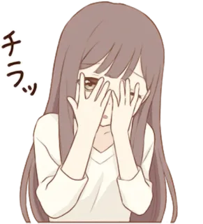 🙈 833447e1 チラッ Dziewczyna anime, Podglądanie, Niebieska, Słodka, Japoński, Kreskówka telegram sticker