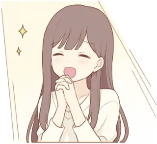 👏 9777b9fb Anime, Dziewczyna, Szczęśliwa, Brokat, Słodkie, Radosna telegram sticker