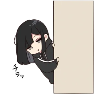 👀 005aef9d チラッ anime, girl, peeking, hiding, cute whatsapp sticker