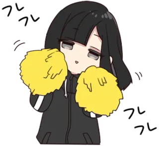 🎊 16144c9a フレフレ anime, girl, cheerleader, pom poms, cute, support whatsapp sticker