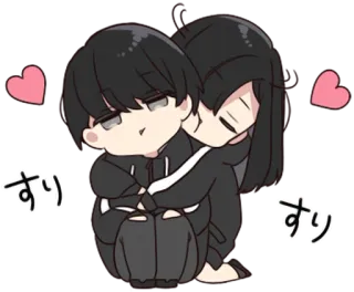 🤗 3aef1e7d すり anime, couple, love, hug, affection whatsapp sticker