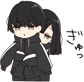 🤗 acfb5ebd ぎゅっ anime, hug, cute, couple, manga whatsapp sticker