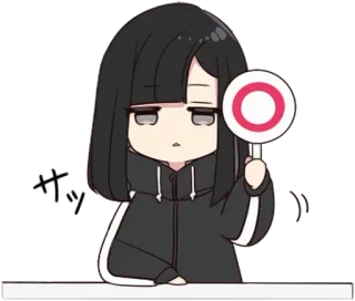 ⭕️ e603019f ザッ anime, girl, okay, correct, circle whatsapp sticker