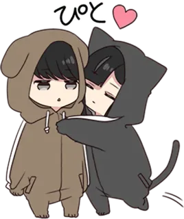 🤗 0b8f0c27 ぴと carino, anime, kawaii, cartone animato, personaggio, abbraccio, animale domestico telegram sticker