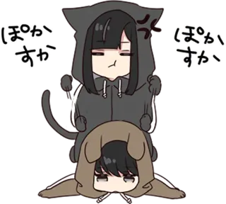 😤 6ee40606 ぼか すか anime, gatto, cane, carino, cartone animato, manga, adesivo telegram sticker