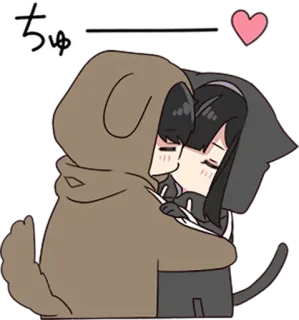 😚 b63380e4 ちゅ abbraccio, carino, kawaii, coppia, amore, cane telegram sticker