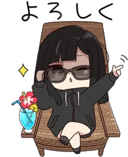 😎 9986e98a よろしく Anime, Chica, Chibi, Playa, Bebida, Cóctel telegram sticker
