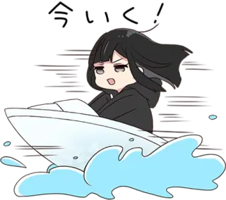 🛥 b648b4e5 今いく! barco, agua, anime, dibujos animados, prisa, ir telegram sticker