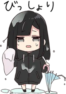 🌧 d90793e1 びっしょり mojado, lluvioso, anime, manga, chibi, lindo, paraguas telegram sticker