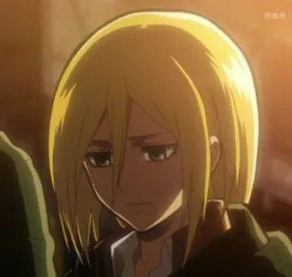 😠 24f7d701 Historia Reiss Attack on Titan Anime, Fille, Cheveux blonds, Triste, Manga, Personnage telegram sticker