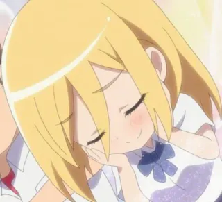 😚 8cfae322 animé, dessin animé, fille, cheveux blonds, mignon, uniforme scolaire telegram sticker