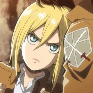 😤 9b9082ed Historia Reiss Attack on Titan Anime, Cheveux blonds, Personnage, Soldat, Historia Reiss, L'Attaque des Titans telegram sticker