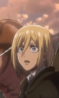 😶 b8118a9e Historia Reiss Attack on Titan Anime, Dessin animé, Portrait, Blonde, Fille, Historia Reiss, L'Attaque des Titans telegram sticker