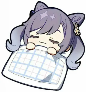 😎 0e865c09 Keqing Genshin Impact アニメ, 原神, 刻晴, 可愛い, 眠い, 睡眠 telegram sticker