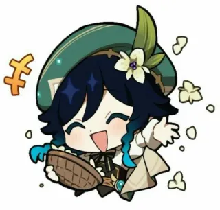 😎 e87a9869 Venti Genshin Impact ウェンティ, 原神, ちび, アニメ, ゲーム, ファンアート, かわいい telegram sticker