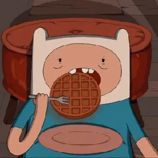 🍓 38a03609 Finn Adventure Time cartoon, adventure time, finn, waffle, eating telegram sticker