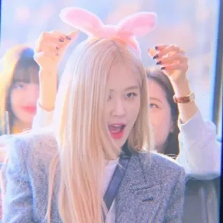 🍭 9dd696d7 Rose 로제, 블랙핑크, K팝, 가수, 음악, 분홍색, 토끼 귀, 아이돌 telegram sticker