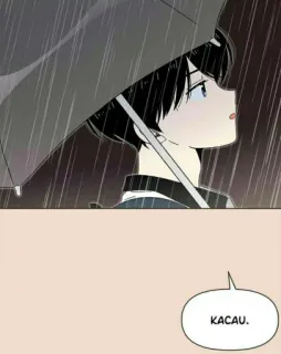 🙂 22a20880 KACAU hujan, payung, manga, sedih, melankolis, anak laki-laki, kacau whatsapp sticker