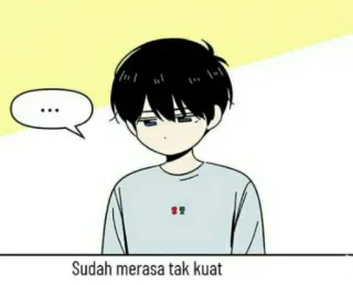 😐 ae96dead Sudah merasa tak kuat Kartun, Anak laki-laki, Sedih, Manga, Anime whatsapp sticker