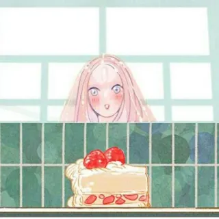 😲 59eb9bdb Anime, Pastel, Fresa, Postre, Dulce, Chica telegram sticker