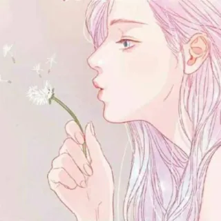 😙 de8900da chica, diente de león, soplando, floral, lindo, pastel telegram sticker