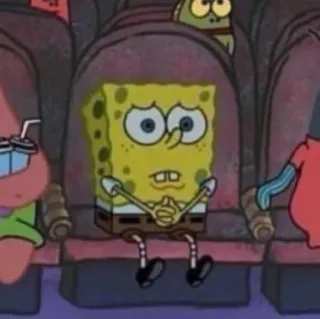 🌟 3dedf3ec Spongebob 스폰지밥, 만화 캐릭터, 애니메이션, 앉아있는, 영화관 telegram sticker