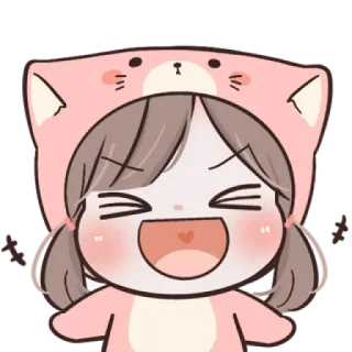 🐱 072d8434 cartoon, cute, happy, girl, animal costume, kawaii telegram sticker