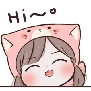 🐱 0bc6302d Hi there! cute, girl, cat, hoodie, cartoon, greeting telegram sticker