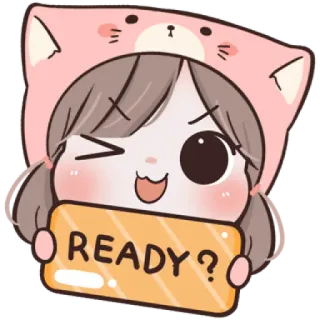 🐱 862e3f21 READY? girl, cartoon, cute, kawaii, ready telegram sticker